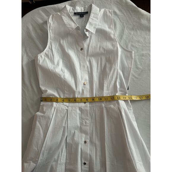 Boston Proper Collared Full Button Fit and Flare Dress Womens Size 8 White NWT - Picture 7 of 8